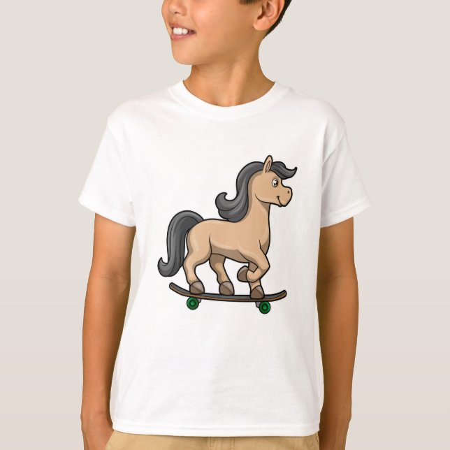 Camiseta Cavalo como Patinador com skate (Frente)