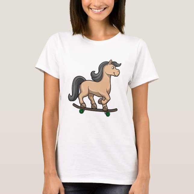 Camiseta Cavalo como Patinador com skate (Frente)