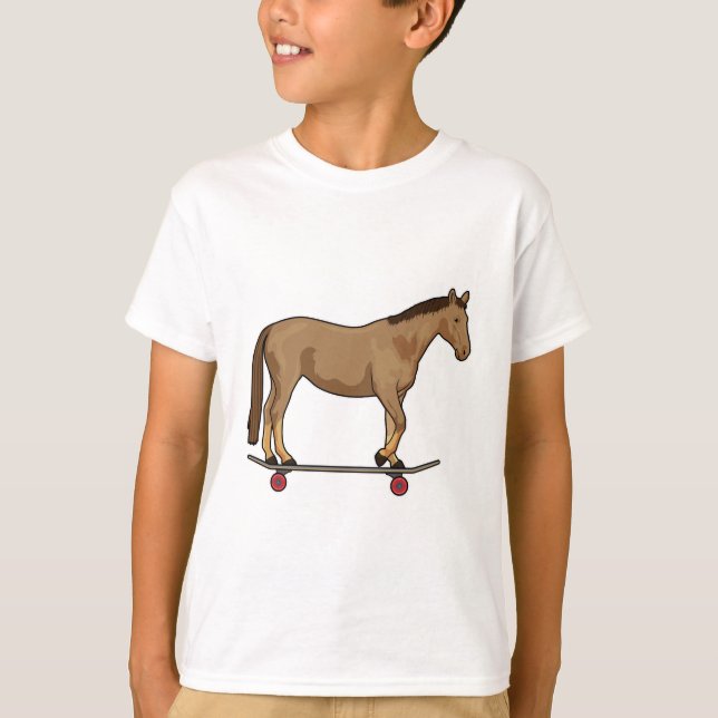 Camiseta Cavalo como Patinador em skate (Frente)