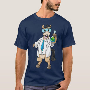 Camiseta Cavalo como químico com óculos e tubo de ensaio