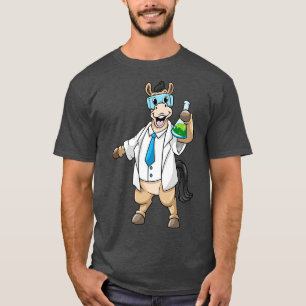 Camiseta Cavalo como químico com óculos e tubo de ensaio