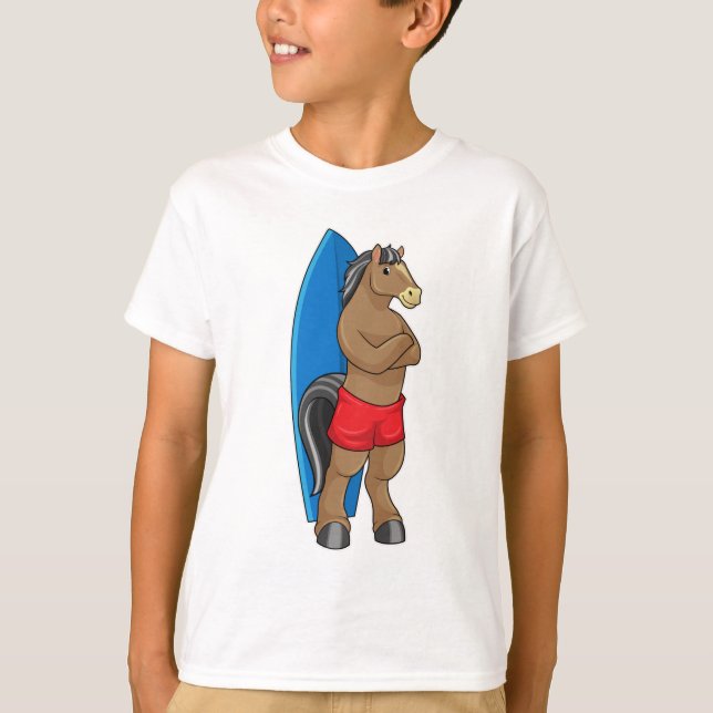 Camiseta Cavalo como Surfer com Surfboard (Frente)