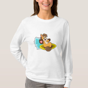 Camiseta Cavalo como Surfer com Surfboard