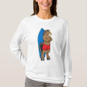 Camiseta Cavalo como Surfer com Surfboard