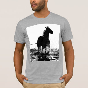 Camiseta Cavalo Correndo Heather Grey Elegante Arte Moderna