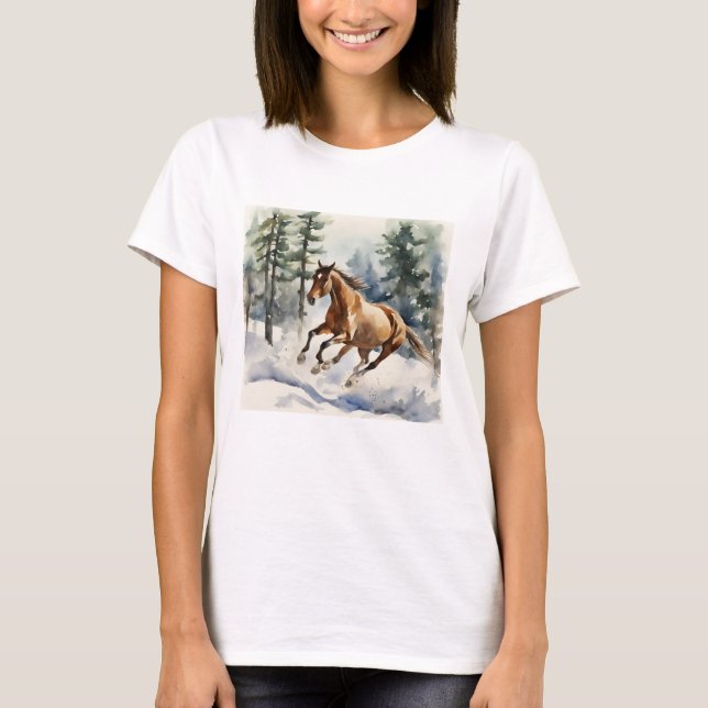 Camiseta Cavalo Correndo na Neve (Frente)