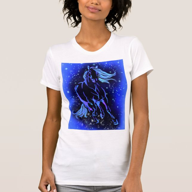 Camiseta Cavalo Correndo T-Shirt Blue Starry Night (Frente)
