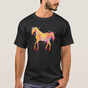 Camiseta Cavalo Cute Colorido Pop Aquarela Cavalos