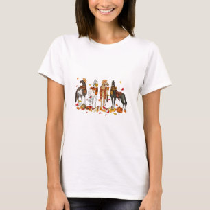 Camiseta Cavalo de Ação de Graças de Outono Cavalo Folhas d