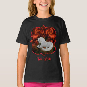 Camiseta Cavalo de Arte Fantasia Unicórnio Branco Fractal V