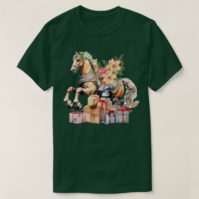 Camiseta Cavalo de balanço natalino (Frente do Design)