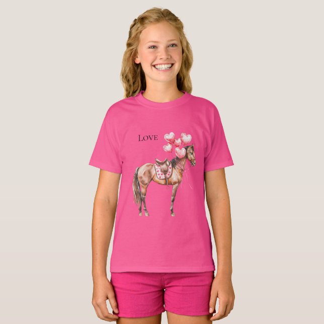 Camiseta Cavalo de Balões Rosa Ocidental (Frente Completa)