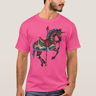 Camiseta Cavalo de Carrossel de Carnaval Unicórnio Pequeno