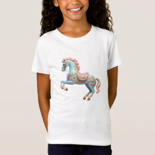 Camiseta Cavalo de carrossel, rosa e azul
