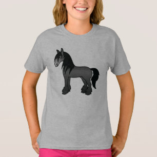 Camiseta Cavalo de Cartoon Negro Vanner Clydesdale Shire