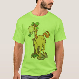 Camiseta Cavalo de Cartoon Sortudo em Roupa de Dia de São P