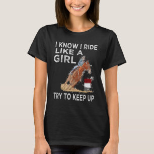 Camiseta Cavalo De Corrida De Barril Rodeio Cowgirl Eu Sei