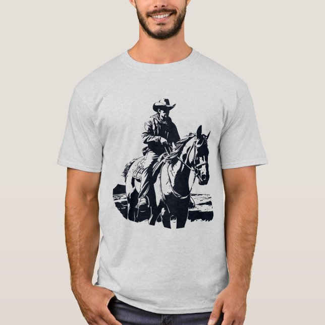Camiseta Cavalo de Cowboy Oeste Selvagem (Frente)