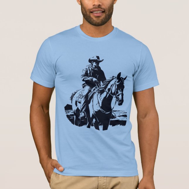 Camiseta Cavalo de Cowboy Oeste Selvagem (Frente)
