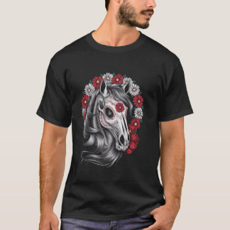 Camiseta Cavalo de crânio de Halloween para homens Mulheres