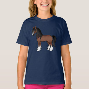 Camiseta Cavalo de desenho animado Clydesdale Shire Gypsy V