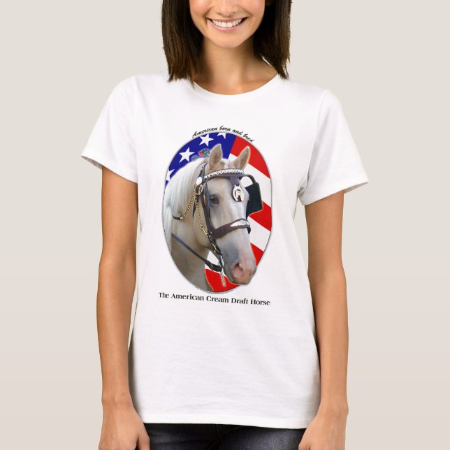 Camiseta Cavalo de esboço de creme americano patriótico (Frente)