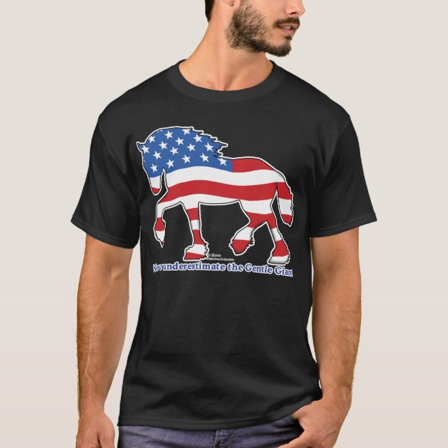 Camiseta Cavalo de esboço gigante delicado patriótico (Frente)