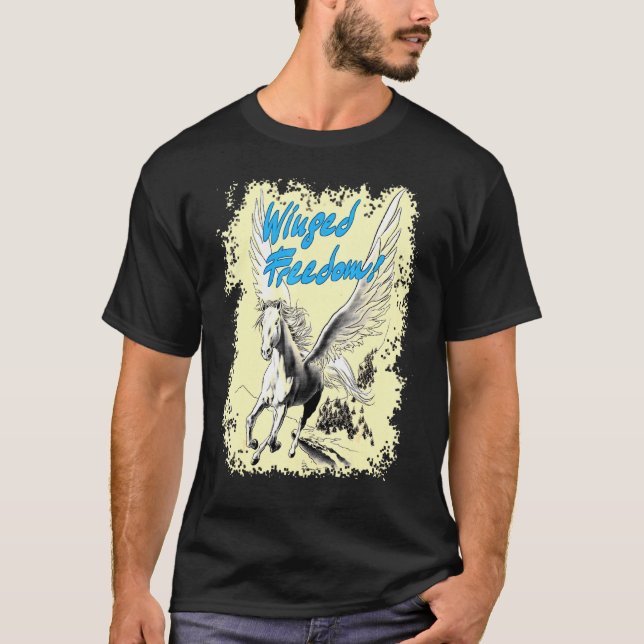 Camiseta Cavalo de Fantasia Voadora Liberdade Alada (Frente)