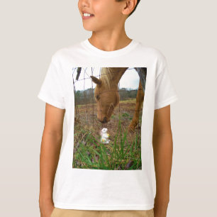 Camiseta cavalo & de flor do primavera coelho
