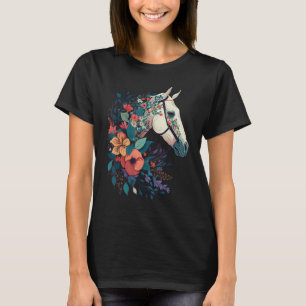 Camiseta Cavalo de Flor Fofa no Cavalo Floral de verão