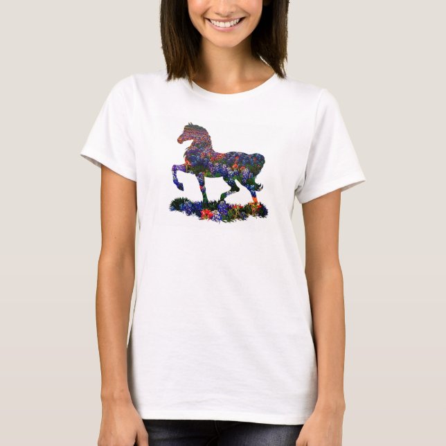 Camiseta cavalo de flor/pônei: ou adicionar sua própria ima (Frente)