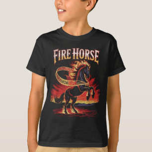 Camiseta Cavalo de Fogo 2026 Arte Zodíaco Ano Novo Chinês