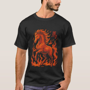 Camiseta Cavalo de Fogo com Chamas Cavalo Selvagem Horóscop