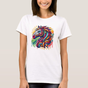 Camiseta Cavalo de grafite colorido