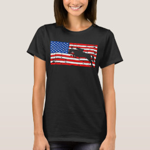 Camiseta Cavalo de Montaria a Cavalo com Bandeira Americana