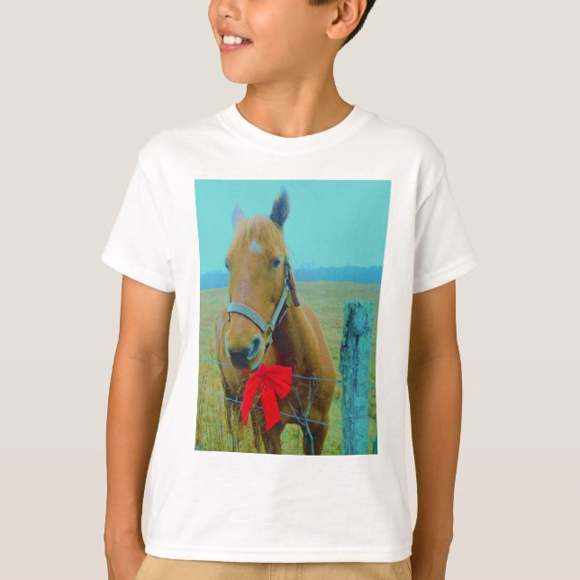 Camiseta Cavalo de Natal retrô (Frente)