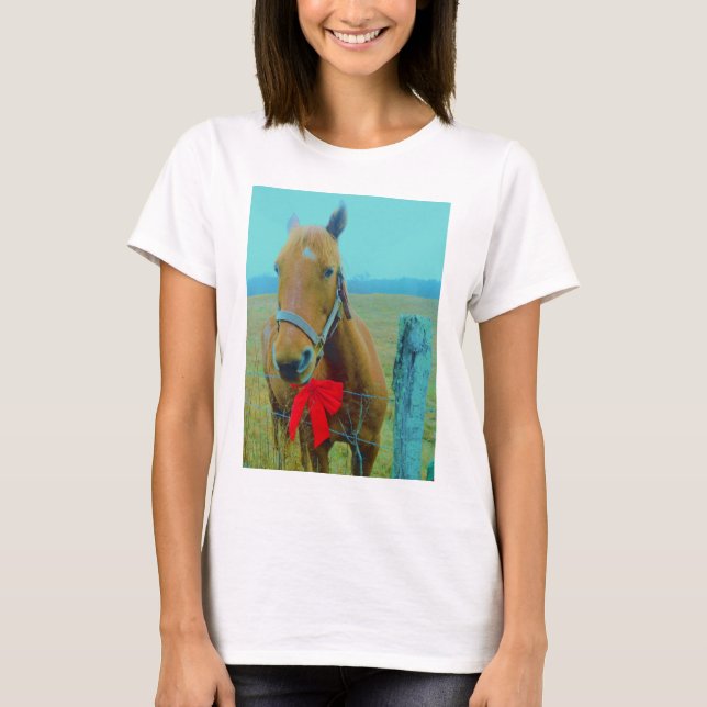 Camiseta Cavalo de Natal retrô (Frente)