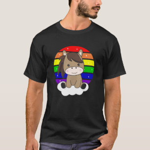 Camiseta Cavalo de Pony Rainbow Glitter Kawaii Cavalos Colo