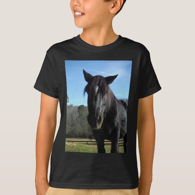 Camiseta Cavalo de Rascunho Negro Resgatado (Frente)