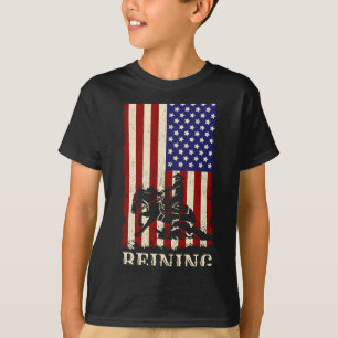 Camiseta Cavalo de rédea bandeira de 4 de julho presente en