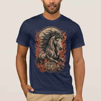 Camiseta Cavalo de Tatuagem Tradicional Born Wild