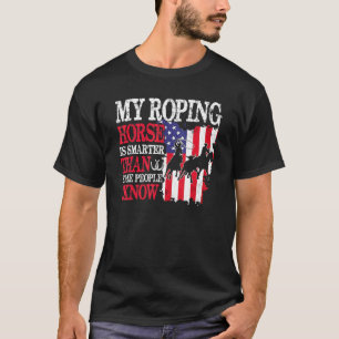 Camiseta Cavalo de Team Roping da Bandeira Americana Dia 4