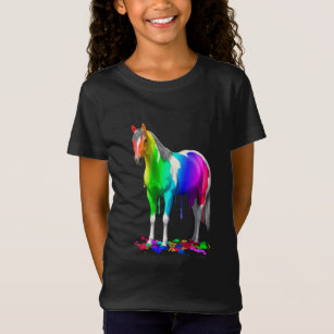 Camiseta Cavalo De Tinta Molhada, Colorido, Arco-Íris