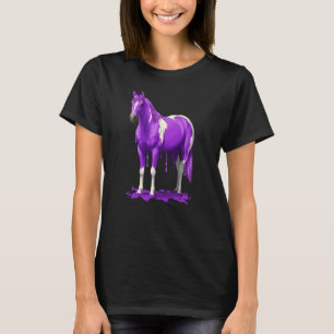Camiseta Cavalo de Tinta Molhada com Perfuração Violeta