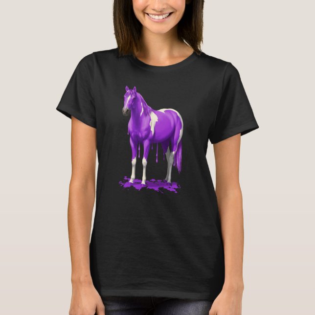 Camiseta Cavalo de Tintas Molhadas Violeta (Frente)