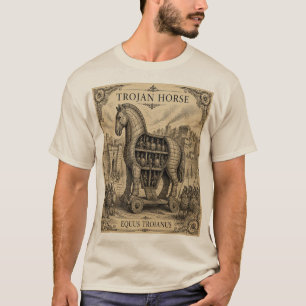 Camiseta Cavalo de Tróia Arte Mitologia Grega Vintage