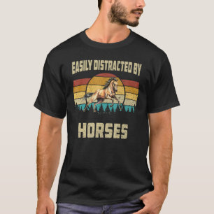Camiseta Cavalo De Vintagem Retroativo Que Desliza Facilmen