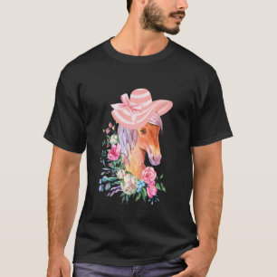 Camiseta Cavalo Derby Com Chapéu De Sol Rosa Corrida De Cav