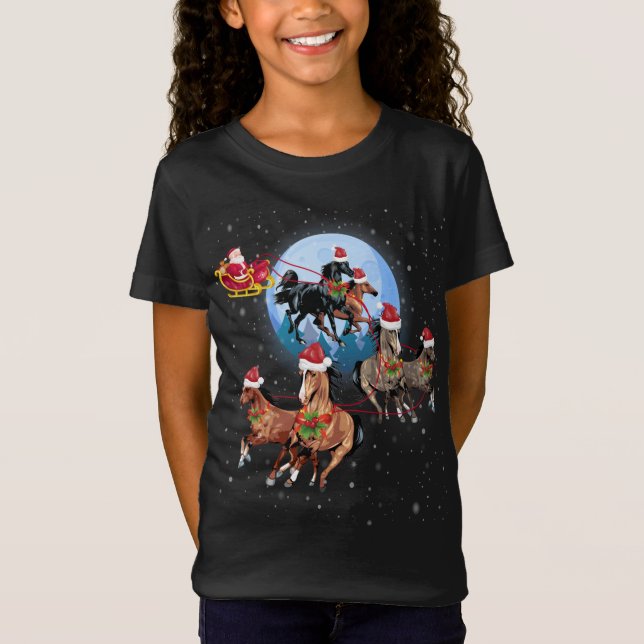 Camiseta Cavalo Desenhado, Cavalo Dormindo Santa Claus Xmas (Frente)
