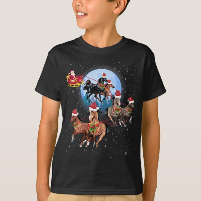 Camiseta Cavalo Desenhado, Cavalo Dormindo Santa Claus Xmas (Frente)